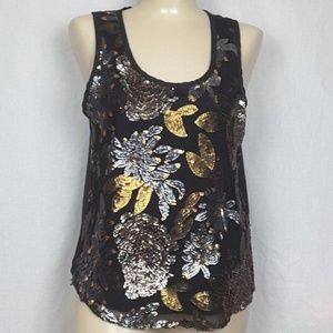 MM Couture sz S Sequin Mesh & Satin Lined Camisol